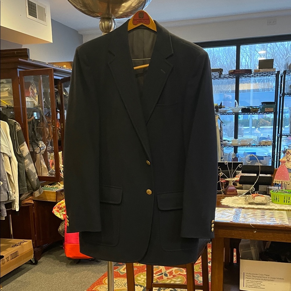 VTG Stanley Blacker for Marshall Field’s Navy Blue Wool Blazer 2‑Button  P2P 22”